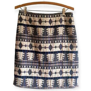 Ann Taylor Tribal Print Tweed Pencil Skirt
